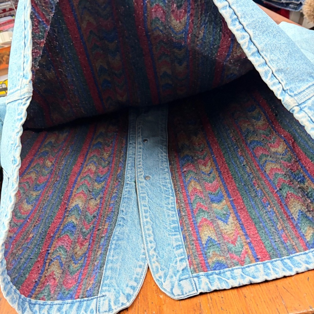 Vintage 80s OshKosh BGosh Blanket Lined Denim Chore Jacket USA Made Workwear 46R - Picture 14 of 15